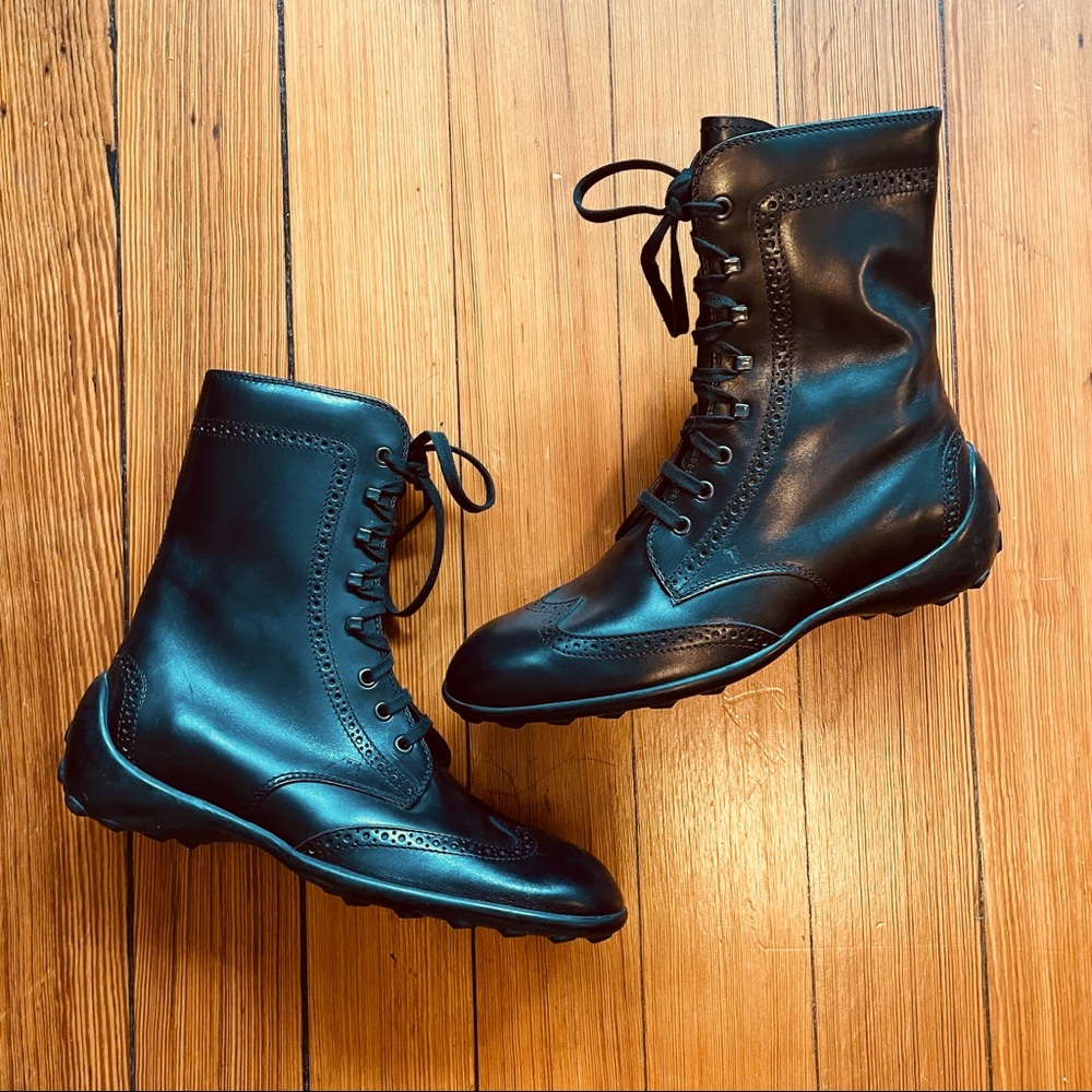 Tod’s Black Combat Driver Winter Boots 10 NEW
